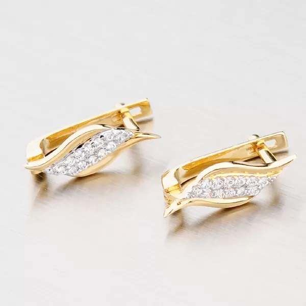 Zlaté náušnice so žiarivými zirkónmi 42-3403