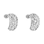 Strieborné náušnice visiace s kryštálmi Swarovski biely polkruh 31164.1
