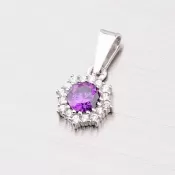 Zlatý prívesok s ametystom a zirkónmi 357P-120086-05
