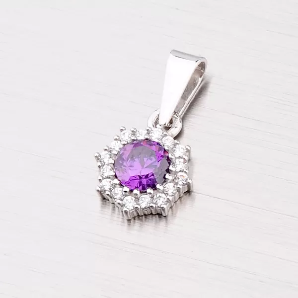 Zlatý prívesok s ametystom a zirkónmi 357P-120086-05