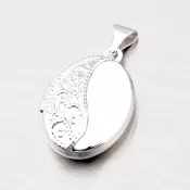 Medailón z bieleho zlata s gravírovaním 197-0302
