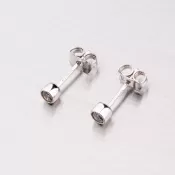 Kôstky so zirkónom z bieleho zlata 148-1074