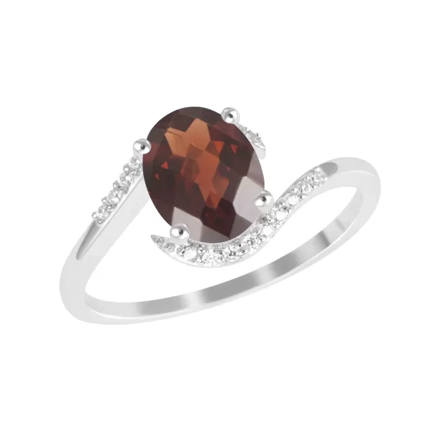 Zlatý prsteň s granátom a diamantmi GKW52381