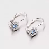 Náušnice z bieleho zlata s modrým zirkónom 42-3960