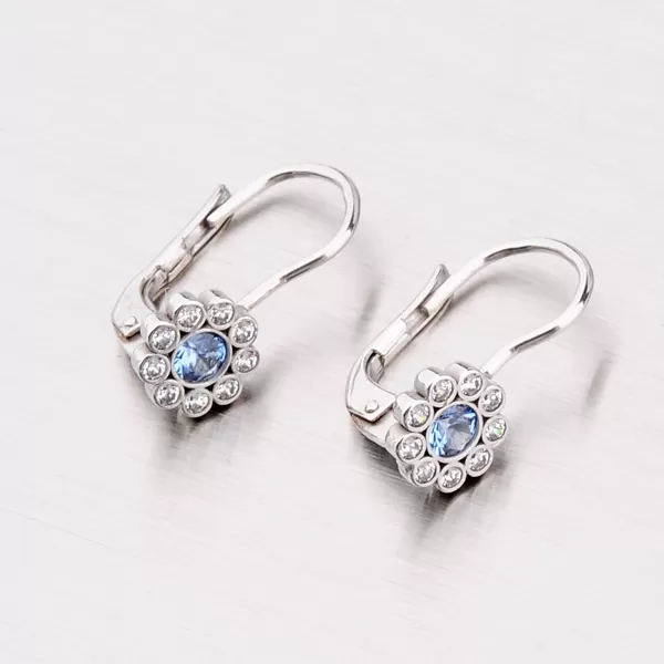 Náušnice z bieleho zlata s modrým zirkónom 42-3960