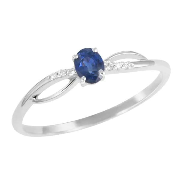 Prsteň s modrým zafírom a diamantmi GKW46582SAF