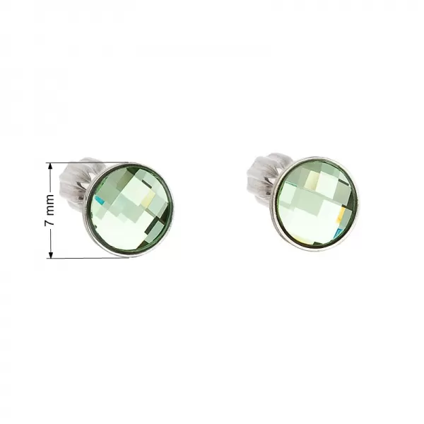 Strieborné náušnice pecka s kryštálmi Swarovski zelené okrúhle 31137.3