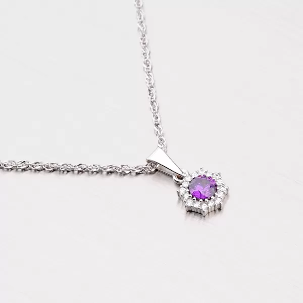 Zlatý prívesok s ametystom a zirkónmi 357P-120086-05