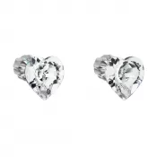 Strieborné náušnice pecka s kryštálmi Swarovski biele srdce 31139.1