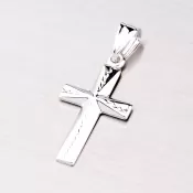 Kríž z bieleho zlata s gravírovaním 43-21072