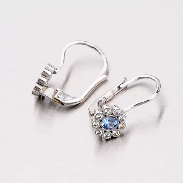 Náušnice z bieleho zlata s modrým zirkónom 42-3960