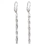 Strieborné náušnice visiace s kryštálmi Swarovski biele 31128.1