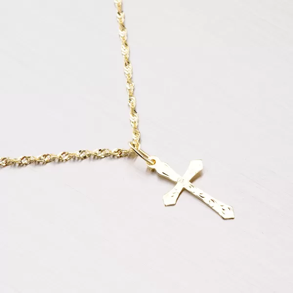 Zlatý kríž s gravírovaním 322P-131133