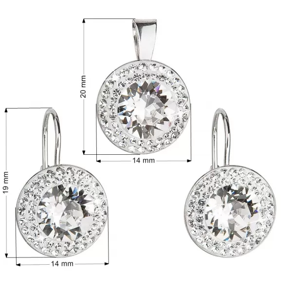 Súprava šperkov s kryštálmi Swarovski náušnice a prívesok biele okrúhle 39107.1