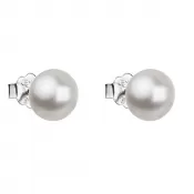 Strieborné náušnice pecka s perlou Swarovski biele okrúhle 31142.1