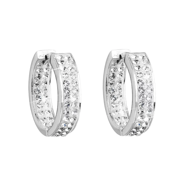 Strieborné náušnice kruhy s kryštálmi Swarovski biely kruh 31120.1