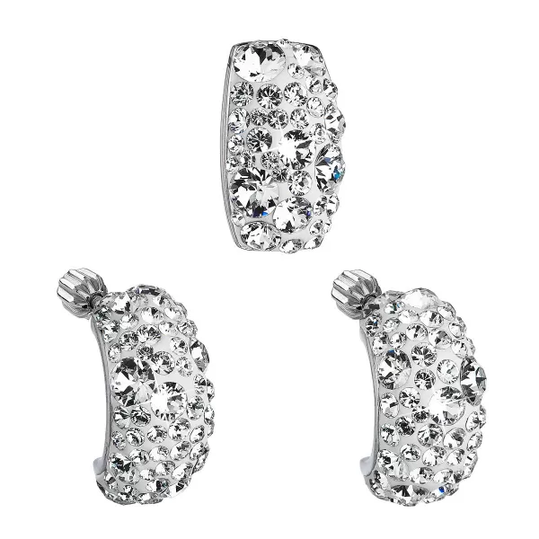 Súprava šperkov s kryštálmi Swarovski náušnice a prívesok biely obdĺžnik 39116.1