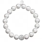Perlový náramok biely s kryštálmi Swarovski 33074.1