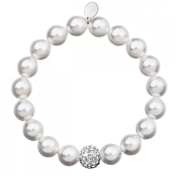 Perlový náramok biely s kryštálmi Swarovski 33074.1