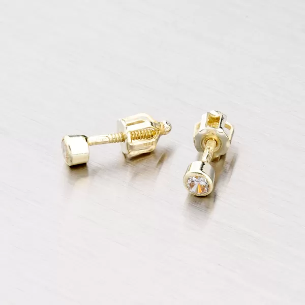 Zlaté náušnice - kôstky so zirkónom 42-3299