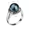 Strieborný prsteň s kryštálmi Swarovski a zelenou perlou 35021.3