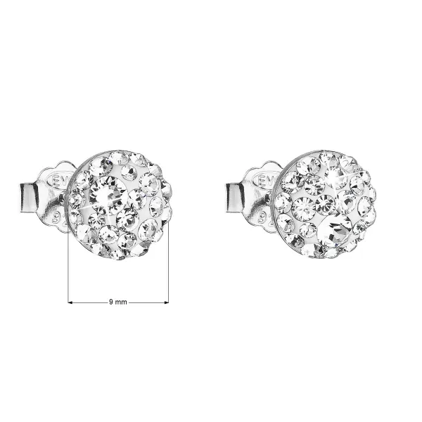 Strieborné náušnice pecka s kryštálmi Swarovski biele okrúhle 31136.1