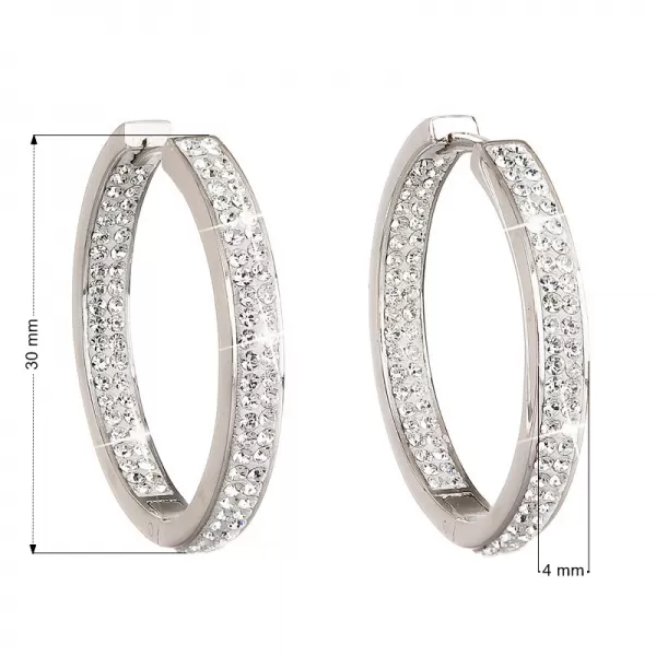 Strieborné náušnice kruhy s kryštálmi Swarovski biely kruh 31122.1