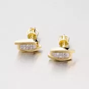 Zlaté náušnice s bielymi zirkónmi 42-3122