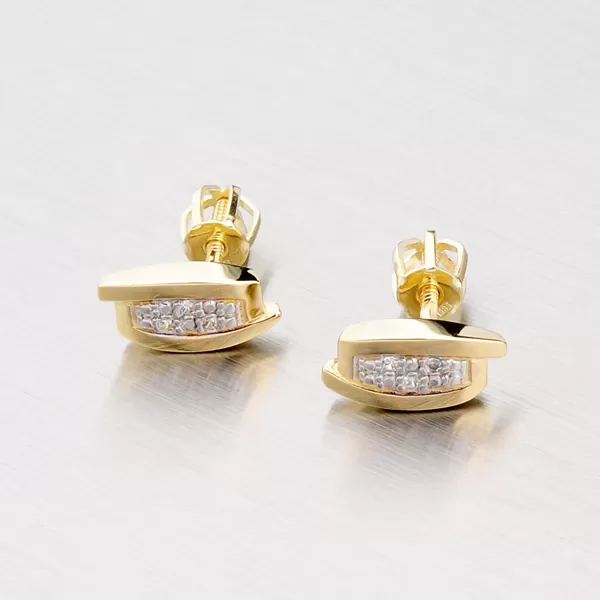 Zlaté náušnice s bielymi zirkónmi 42-3122