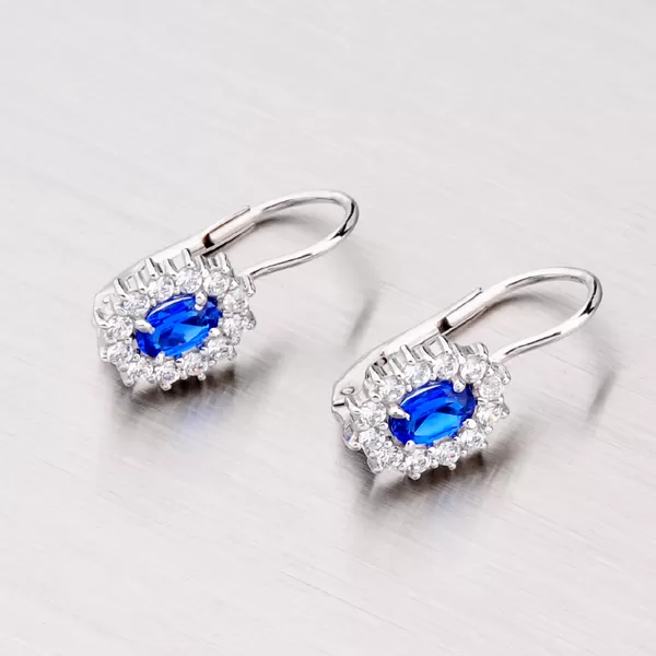 Náušnice so zirkónmi a modrými zafírmi 358-0041M