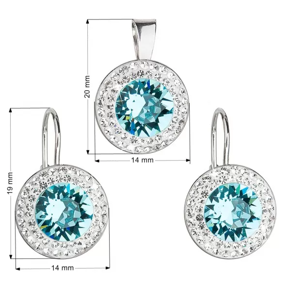 Sada šperkov s kryštálmi Swarovski náušnice a prívesok modrej okrúhle 39107.3 turquoise
