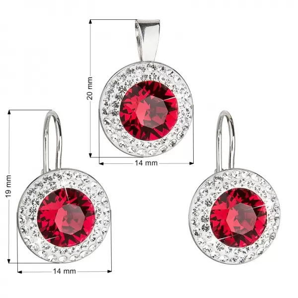 Súprava šperkov s kryštálmi Swarovski náušnice a prívesok červené okrúhle 39107.3