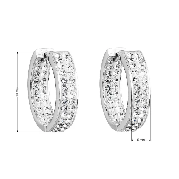 Strieborné náušnice kruhy s kryštálmi Swarovski biely kruh 31120.1