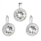 Súprava šperkov s kryštálmi Swarovski náušnice a prívesok biele okrúhle 39107.1