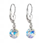 Strieborné náušnice visiace s kryštálmi Swarovski AB efekt okrúhle 31134.2