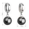 Strieborné náušnice visiace s perlou Swarovski sivé okrúhle 31151.3