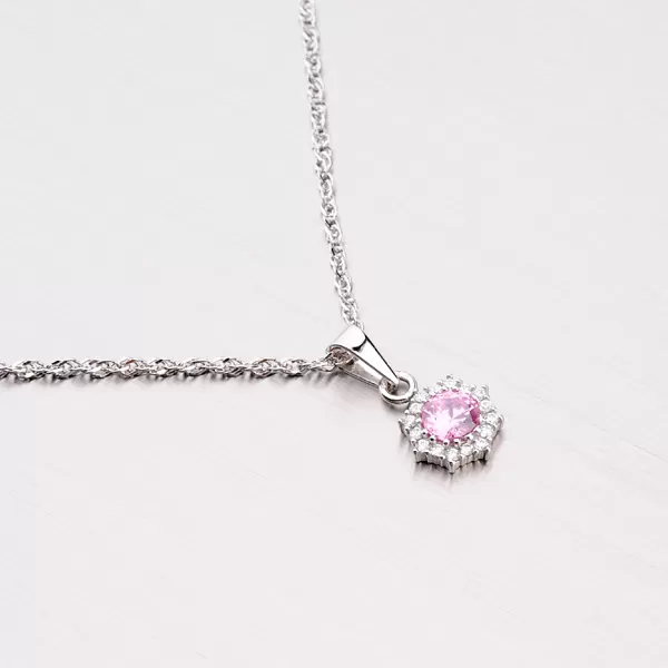 Zlatý prívesok s ružovým kremeňom a zirkónmi 357p-130086-08