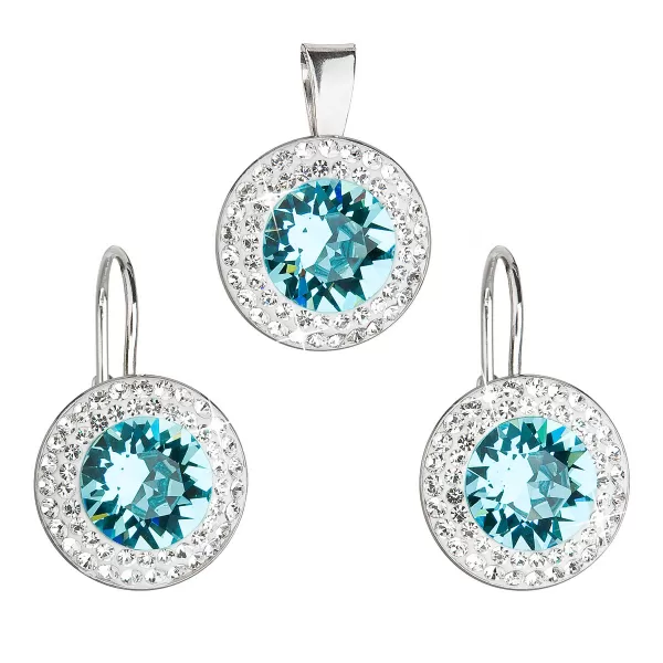 Sada šperkov s kryštálmi Swarovski náušnice a prívesok modrej okrúhle 39107.3 turquoise