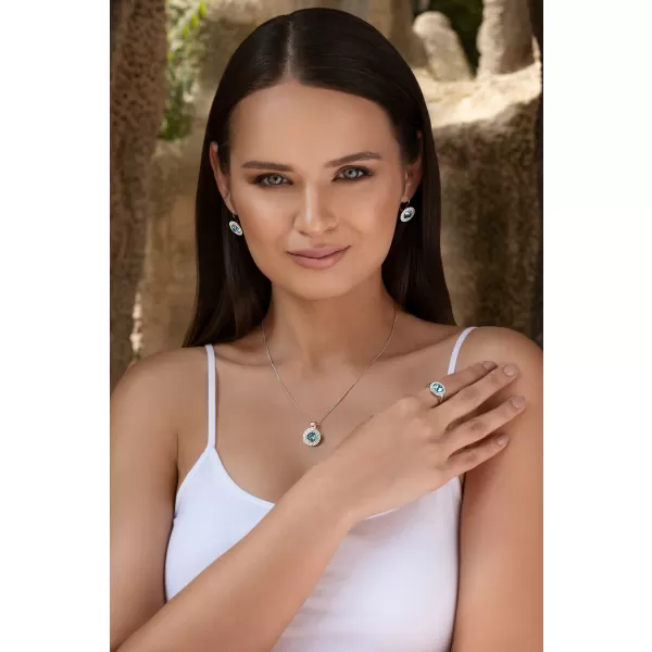 Sada šperkov s kryštálmi Swarovski náušnice a prívesok modrej okrúhle 39107.3 turquoise