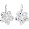 Strieborné náušnice visiace s kryštálmi Swarovski biela kvietka 31130.1