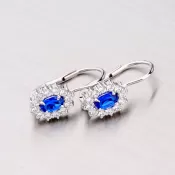 Náušnice so zirkónmi a modrými zafírmi 358-0041M