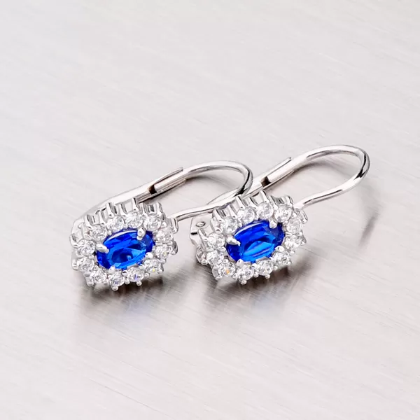 Náušnice so zirkónmi a modrými zafírmi 358-0041M