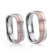 Oceľové snubné prstene s ružovým pozlátením SP-7021