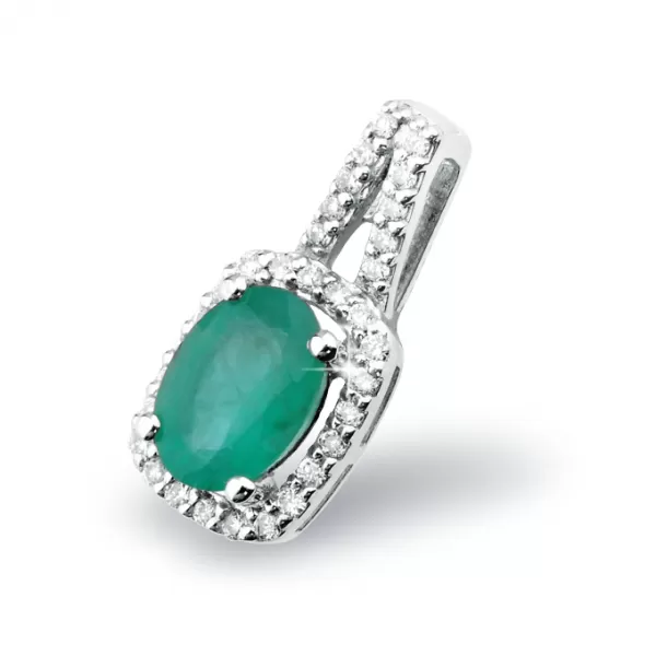 Smaragdový prívesok z bieleho zlata GKW52513