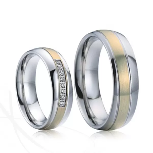 Pozlátené oceľové snubné prstene SP-7020