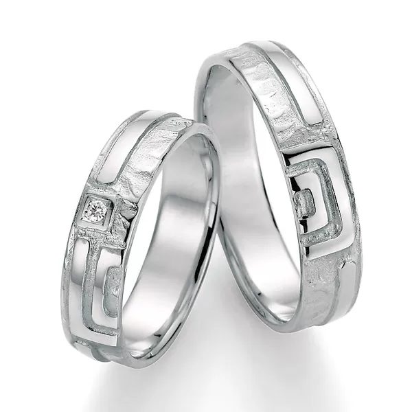 Strieborné snubné prstene s diamantom SP-51070