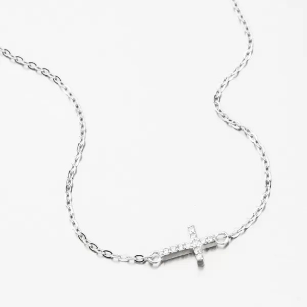 Strieborný náramok s krížikom BST-14406-01