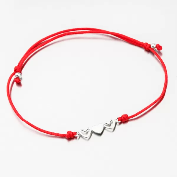 Strieborný povrázkový náramok so srdiečkami BST-14711-R