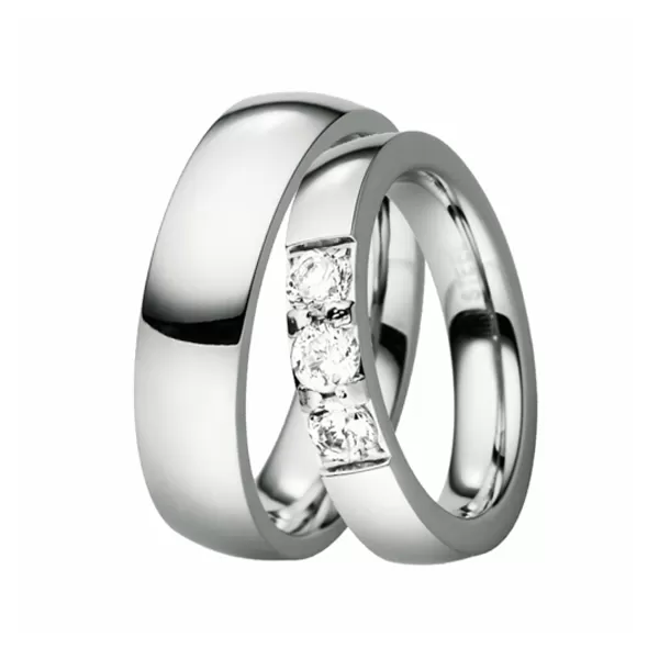 Oceľové snubné prstene so zirkónmi ST-88072