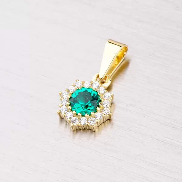 Zlatý prívesok so zeleným zirkónom 352p-130086-06